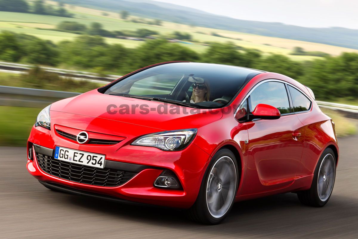 2011 Opel Astra J GTC 1.6 (180 Hp) Turbo Ecotec  Technical specs, data,  fuel consumption, Dimensions